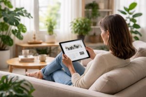 personne-tablette-salon-plantes-meubles