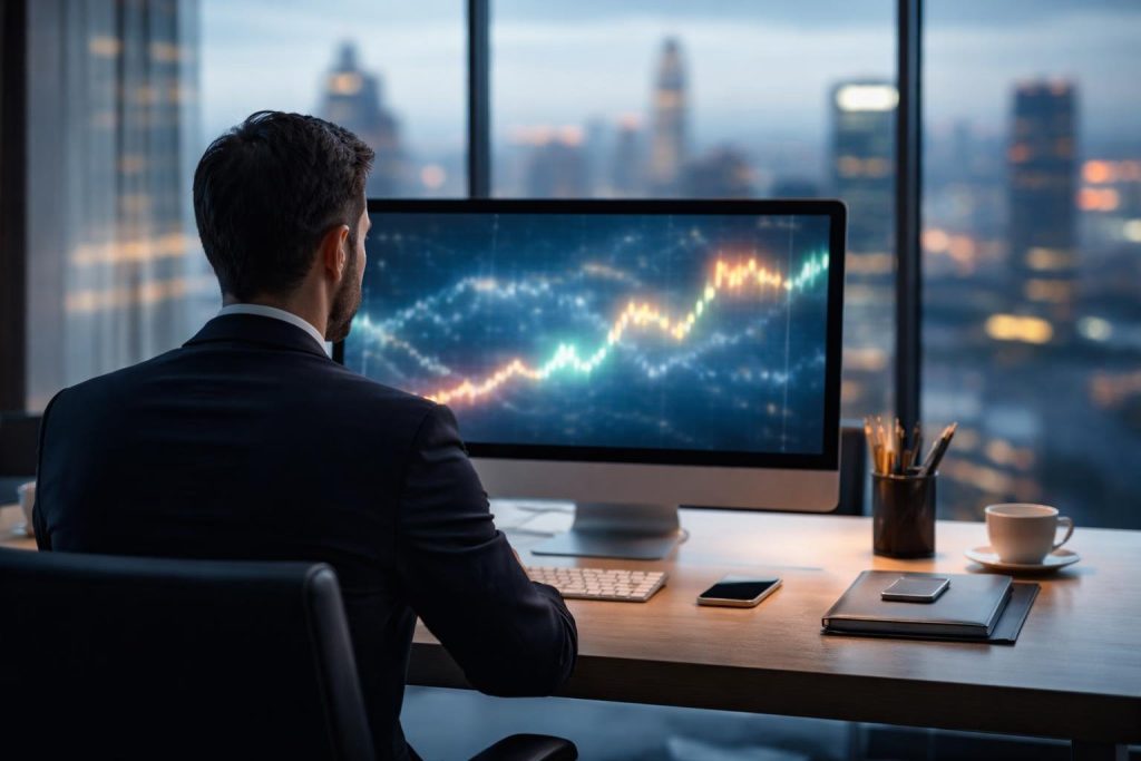 professionnel-bureau-ecran-ville-floutee