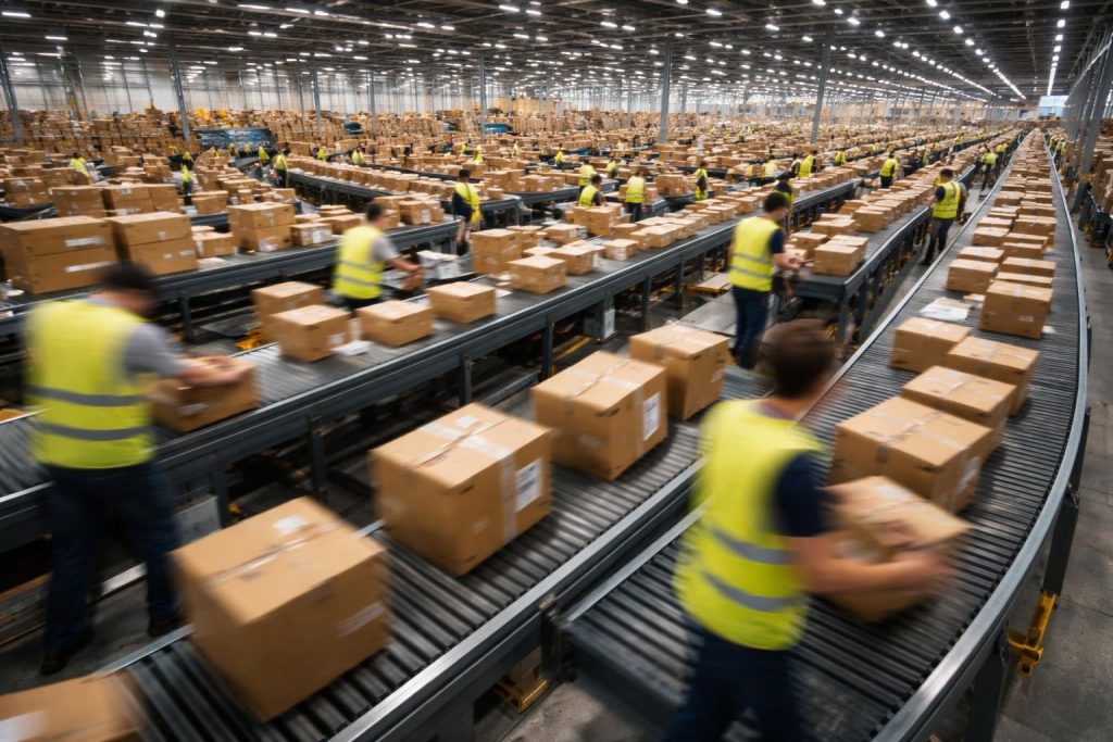 centre-tri-colis-employes-tapis-roulants