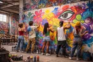jeunes-artistes-fresque-espace-industriel
