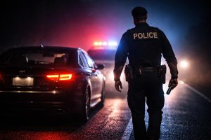 policier-vehicule-route-sombre-gyrophare