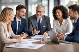 professionnels-reunion-table-documents-portable